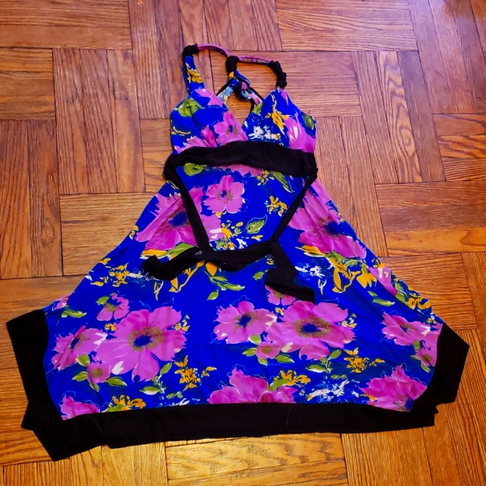 Blue tropical floral dress Size L